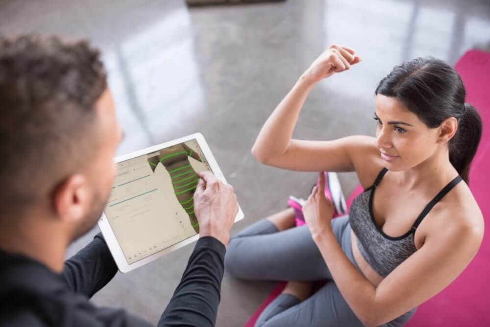 Woman flexing her arm muscle